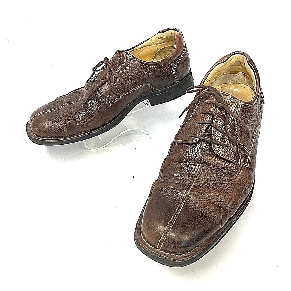 Studio Belvedere Mens Brown Pebbled Leather Square Toe Derby Shoes Size 10.5 D